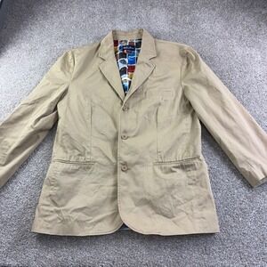 VTG Ecko Unlimited World Famous XL Tan Blazer Jacket Graffiti Lined Preppy Y2K